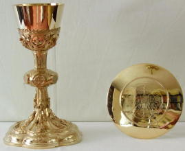 Solid silver gilt antique French Gothic Chalice